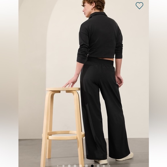 Athleta Brooklyn Heights High rise Pleated Wide Leg Pant // Black - Picture 2 of 16